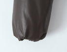 Langry faux leather jacket sleeve with elastic cuff on loose thick warm short fashion jacket