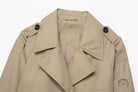 Casual double breasted short trench coat in beige with black buttons