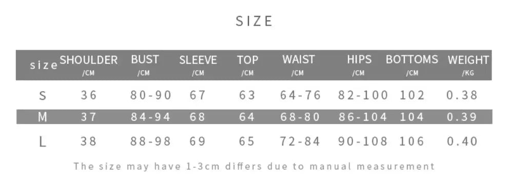 طقم تي شيرت أنيق بأكمام طويلة وحزام بطول 36 بوصة، مقاس الصدر 80-90 سم، مقاس الجزء السفلي 102 سم