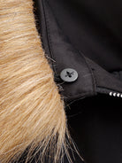 Langry fashion black fur-lined cotton jacket with zipper closure