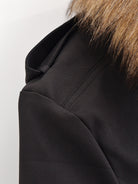 Langry fashion office fur collar long sleeve cotton jacket with black fur trim