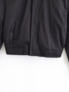 Langry fashion black zip-up bomber jacket with fur collar and ribbed cuffs