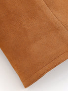 Elegant langry fashion brown suede skirt with stitching detail and pocket