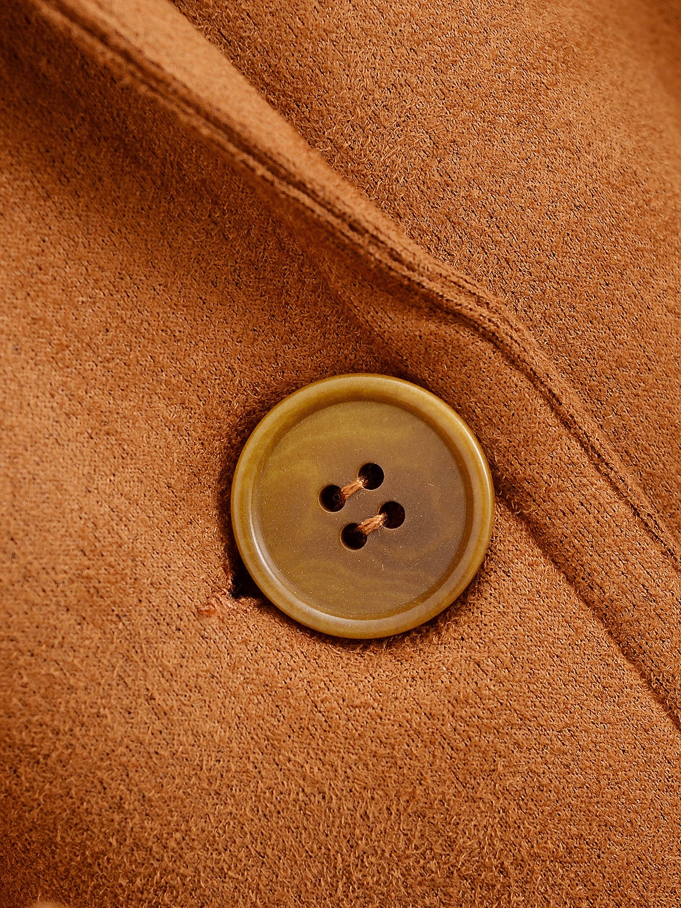 Elegant langry fashion suede blazer with tan coat and two-tone button