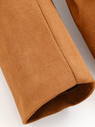 Elegant langry fashion suede blazer in brown with rolled cuffs and buttons