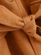 Elegant camel-colored suede blazer with bow tie closure in Langry fashion