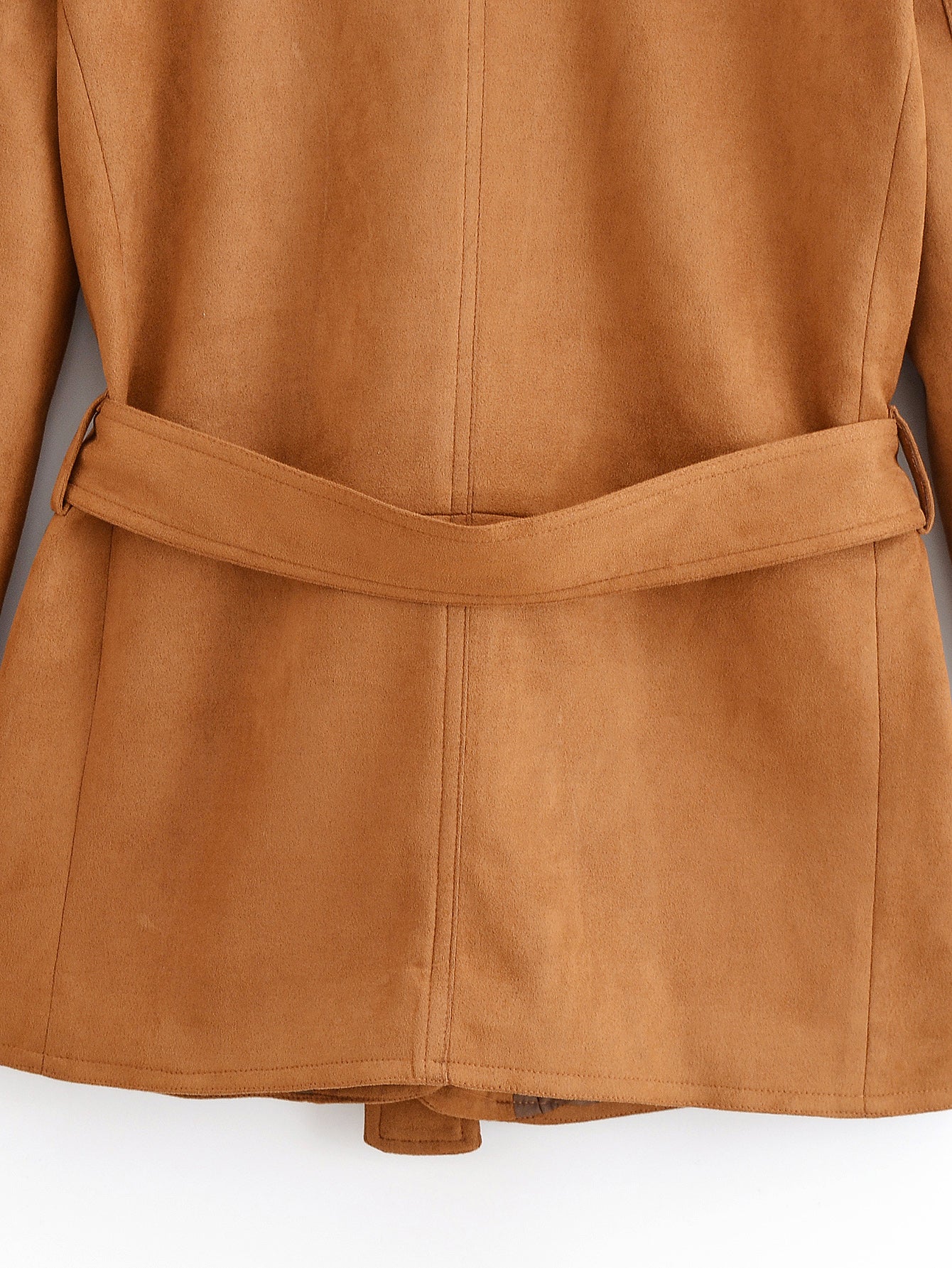 Elegant langry fashion brown leather jacket with belt and zipper details