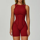 Red langry fashion yoga jumpsuit in seamless bodysuit with cutout design