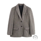 Classic black and white houndstooth wool blazer, langry fashion ملابس