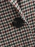 Winter retro casual blazer top with brown green houndstooth button