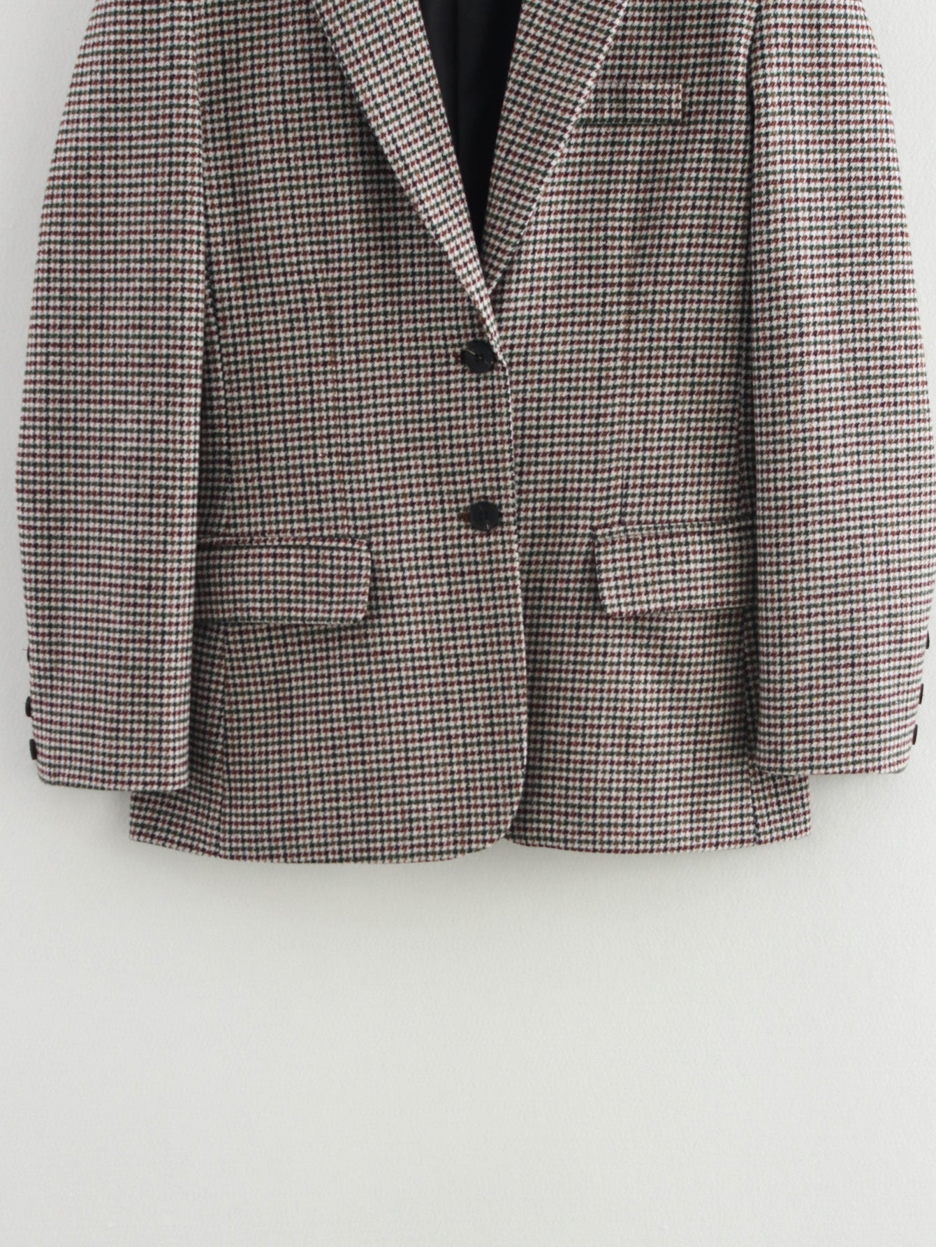 Classic Langry houndstooth wool blazer in brown and white, fashion ملابس