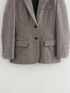 Classic Langry houndstooth wool blazer in brown and white, fashion ملابس