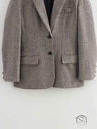 Classic houndstooth blazer in brown and white wool blend, double-breasted fashion top