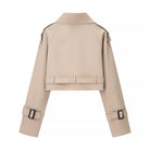 Beige cropped trench jacket in Langry fashion ملابس with silver hardware