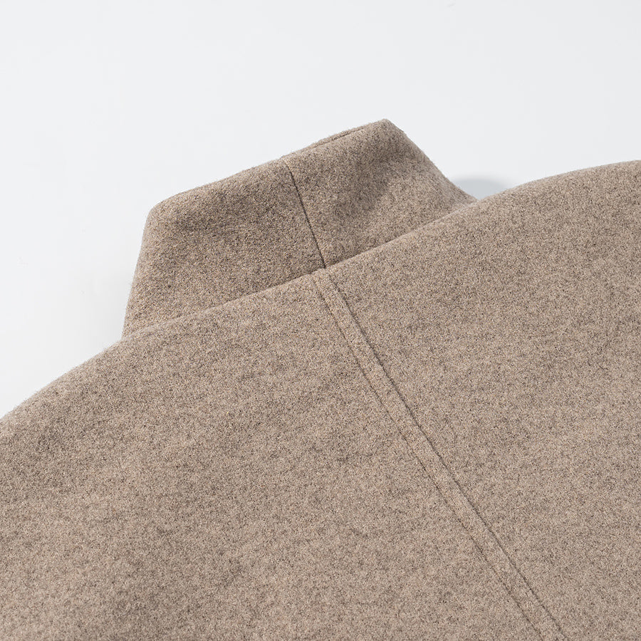 Langry fashion beige wool blazer with subtle stitching in two-color coat