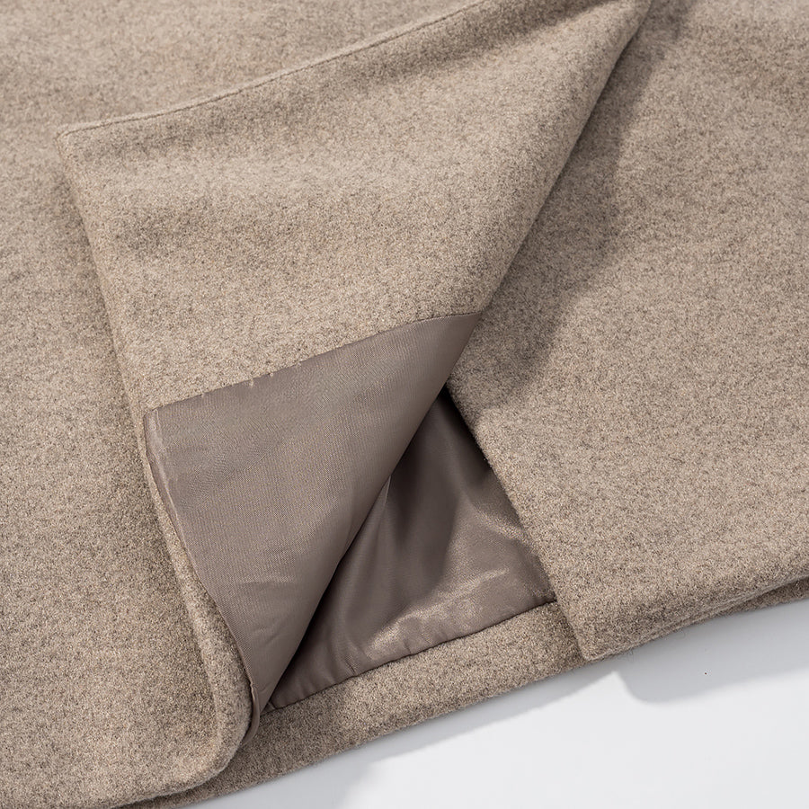 Langry fashion beige wool coat with soft plush blanket lining