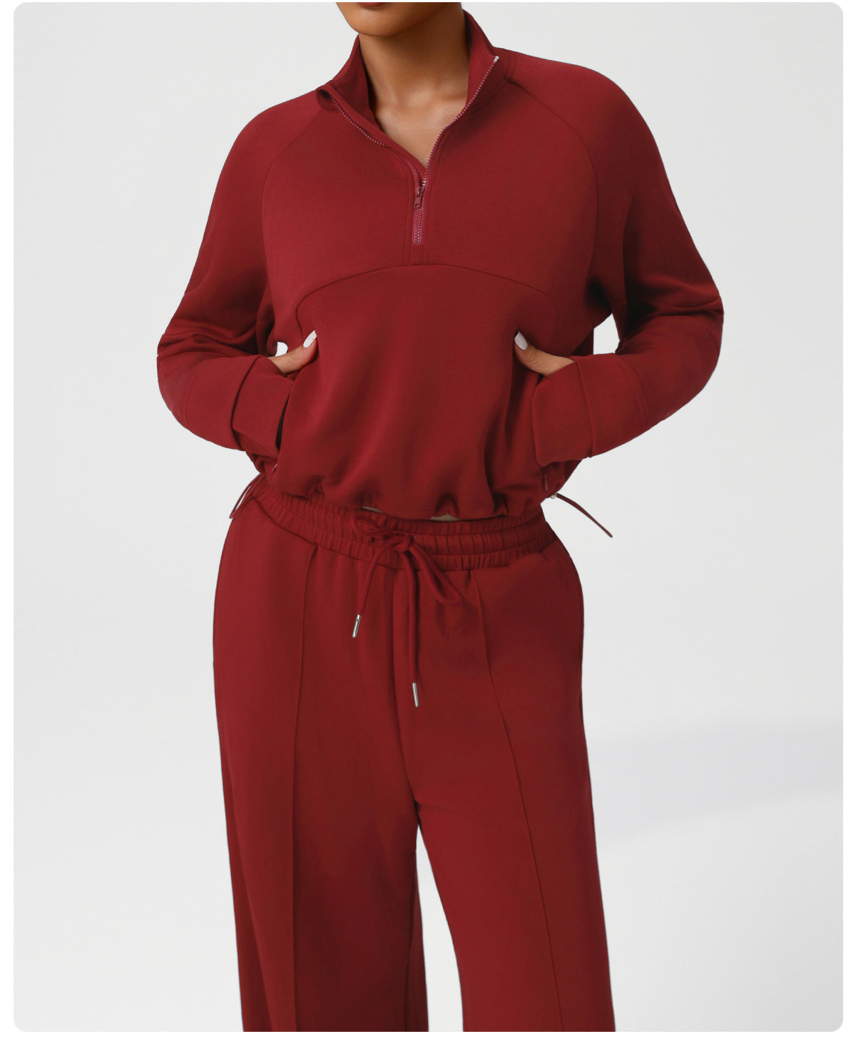 Red Lululemon Zip-Up Jumpsuit in Langry Fashion ملابس