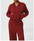 Red Lululemon Zip-Up Jumpsuit in Langry Fashion ملابس
