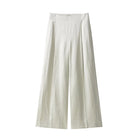 White pleated wide-leg linen pants in Langry fashion ملابس set