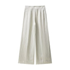 Elegant cream langry fashion satin pants with subtle pleats
