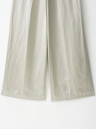 Light gray linen langry wide-leg fashion pants in elegant satin blazer set