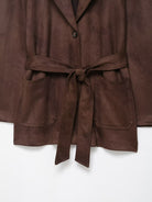 Langry fashion brown suede blazer with belt and pockets