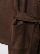Langry fashion brown leather cargo pants with belt loops and pockets