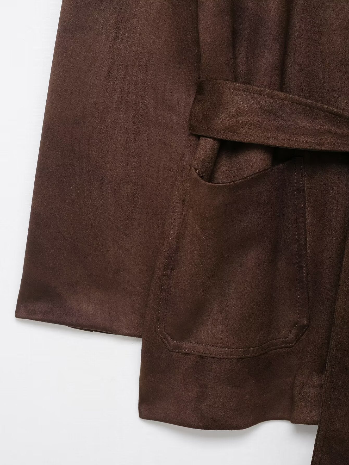Langry fashion brown suede pants with belt loop and pocket details