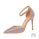 Sweet Stiletto Strap Shiny Rhinestone High Heel