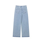 Light blue high-waist wide leg Langry fashion jeans with crochet stitching
