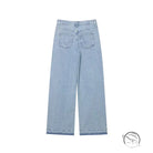 Light blue high waist wide leg jeans with crochet stitching