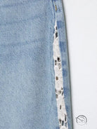 H&M high waist wide leg jeans with light blue denim and lace hem