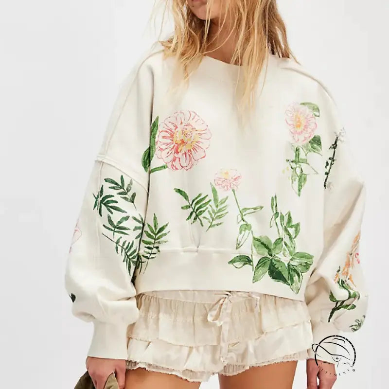 Winter Printing Loose Casual Top All Matching Hoodie