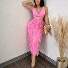 Enchanting Ruffled Split Dress