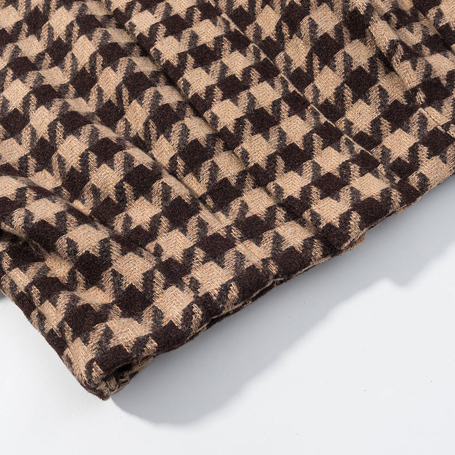 Langry fashion brown beige houndstooth scarf in stylish two-piece set