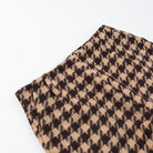 Langry fashion brown beige houndstooth wool scarf in stylish two-piece set