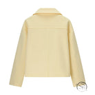 Gorgeous short woolen coat in yellow with classic collar and long sleeves, langry fashion ملابس