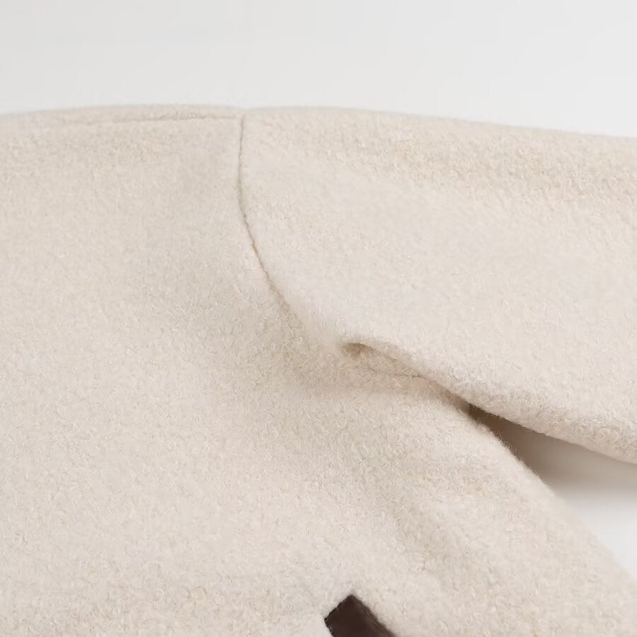 Cozy Langry fashion cream plush mittens for lace up coat