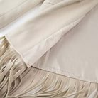 Cream-colored plush fringed throw blanket in Langry fashion ملابس