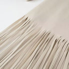 Langry fashion beige pleated skirt with textured weave and elastic waistband