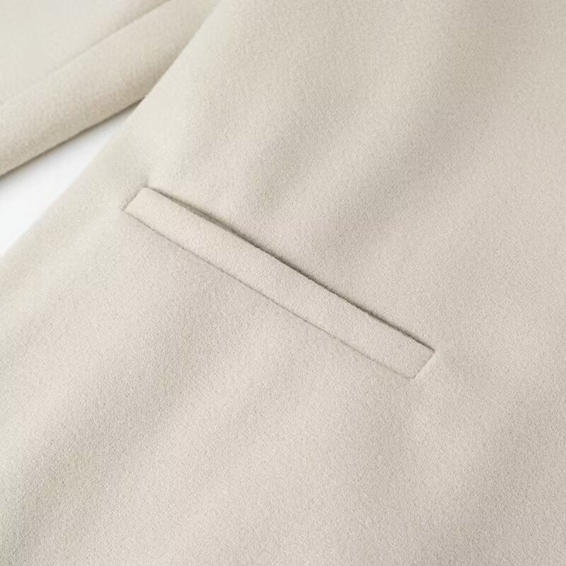 Langry fashion cream suede blazer in mid-length trench coat style