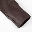Brown leather jacket sleeve with stitching details and pocket from Langry