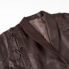 Langry faux leather jacket with lace-up front and classic collar