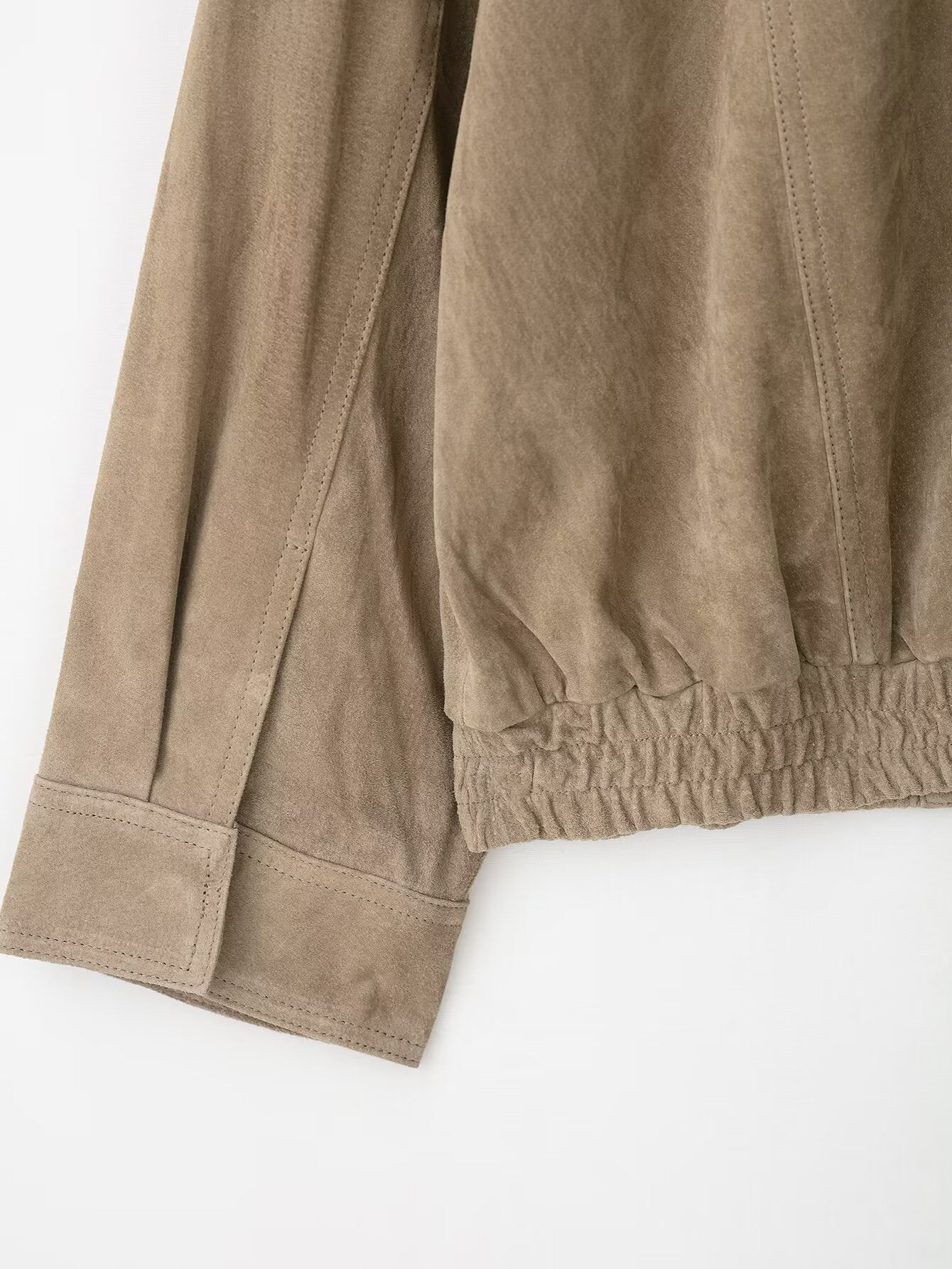 Elegant beige corduroy langry fashion jacket with elastic waistband