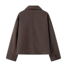 Casual Langry woolen short coat in brown with buttoned closure and patch pockets