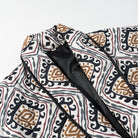 Langry fashion winter printed contrast cotton-padded coat with geometric quilted patterns in beige, brown, blue, red, white, gray, and black trim