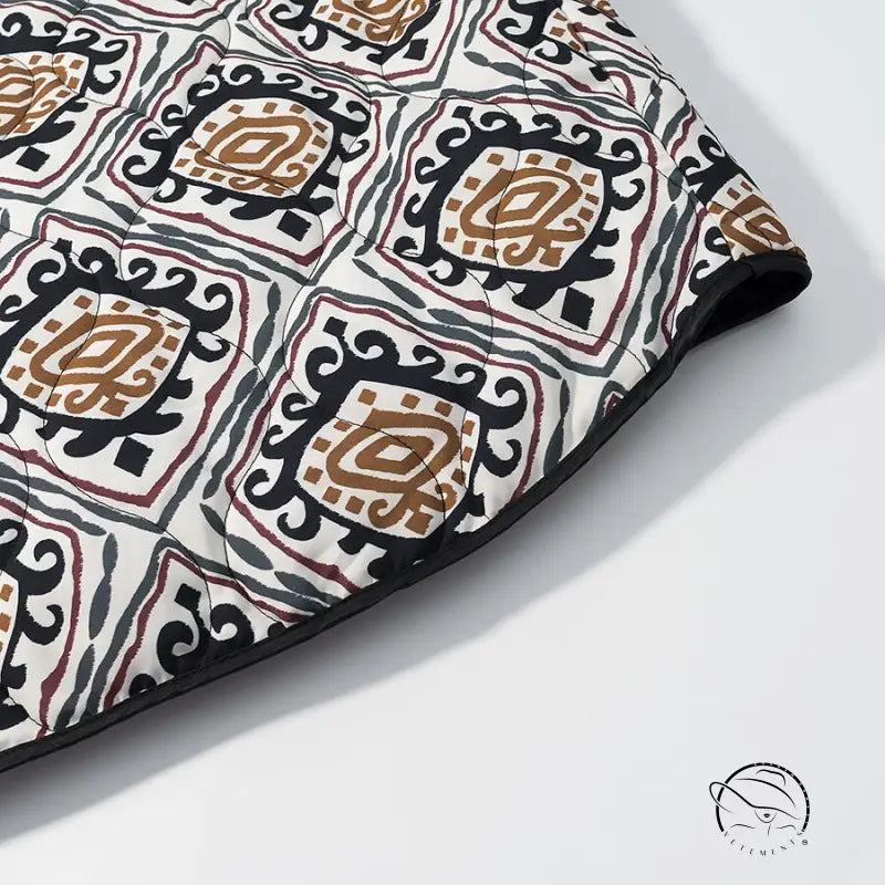 Langry fashion white brown patterned clutch with black trim for winter coat