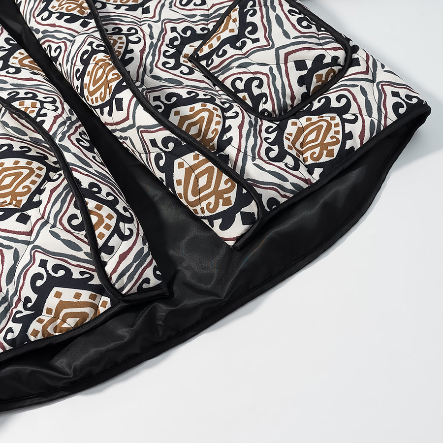 Langry fashion black and white patterned sleeping bag with brown accents
