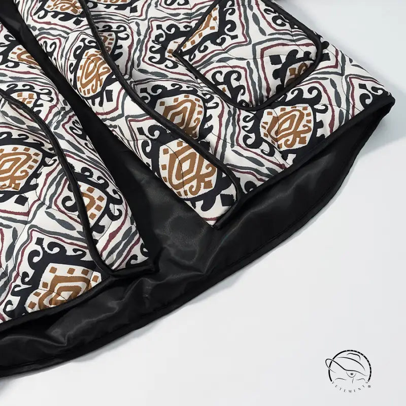 Langry fashion black white patterned sleeping bag with brown nylon accents