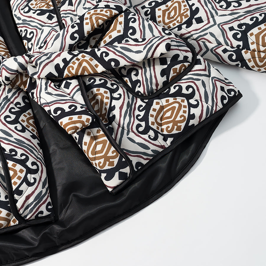 Langry fashion black and white patterned down comforter with brown accents